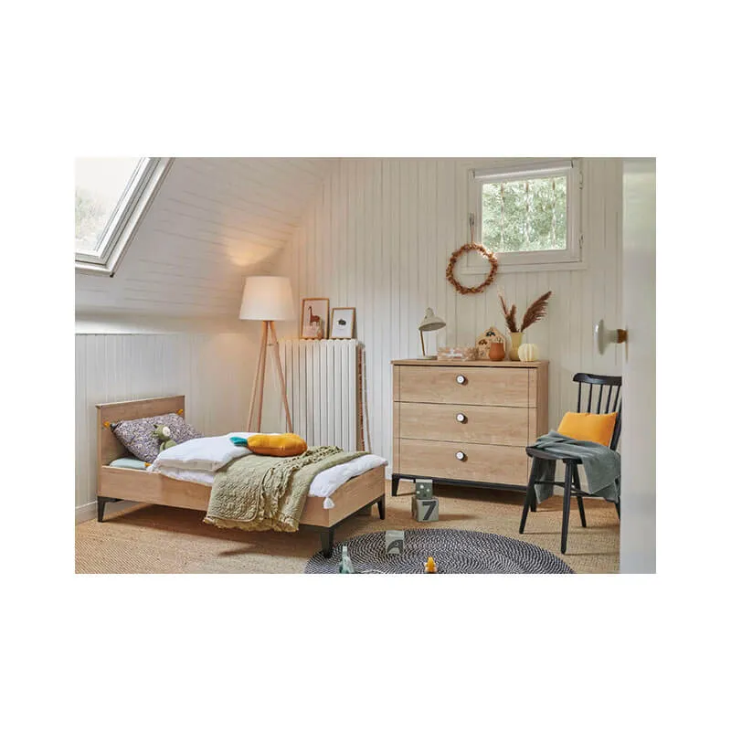 Armoire 2 portes Marcel Chêne blond Noir