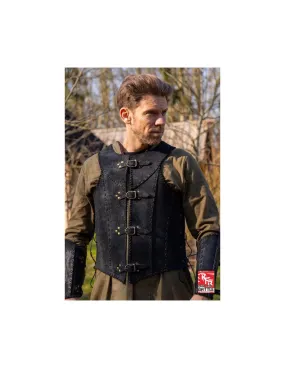 Armure de vétéran de guerrier médiéval en cuir, noir ⚔️ Boutique Épées