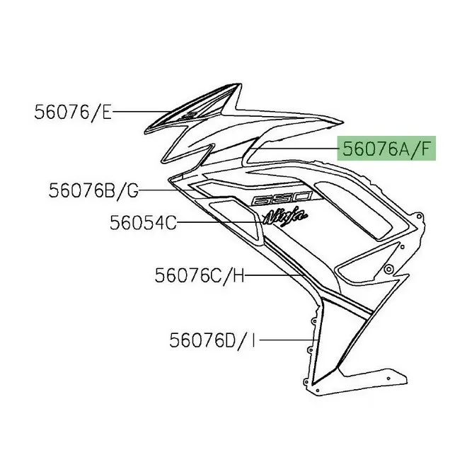 Autocollant vert décoratif flanc de carénage Ninja 650 KRT (2021) | Moto Shop 35