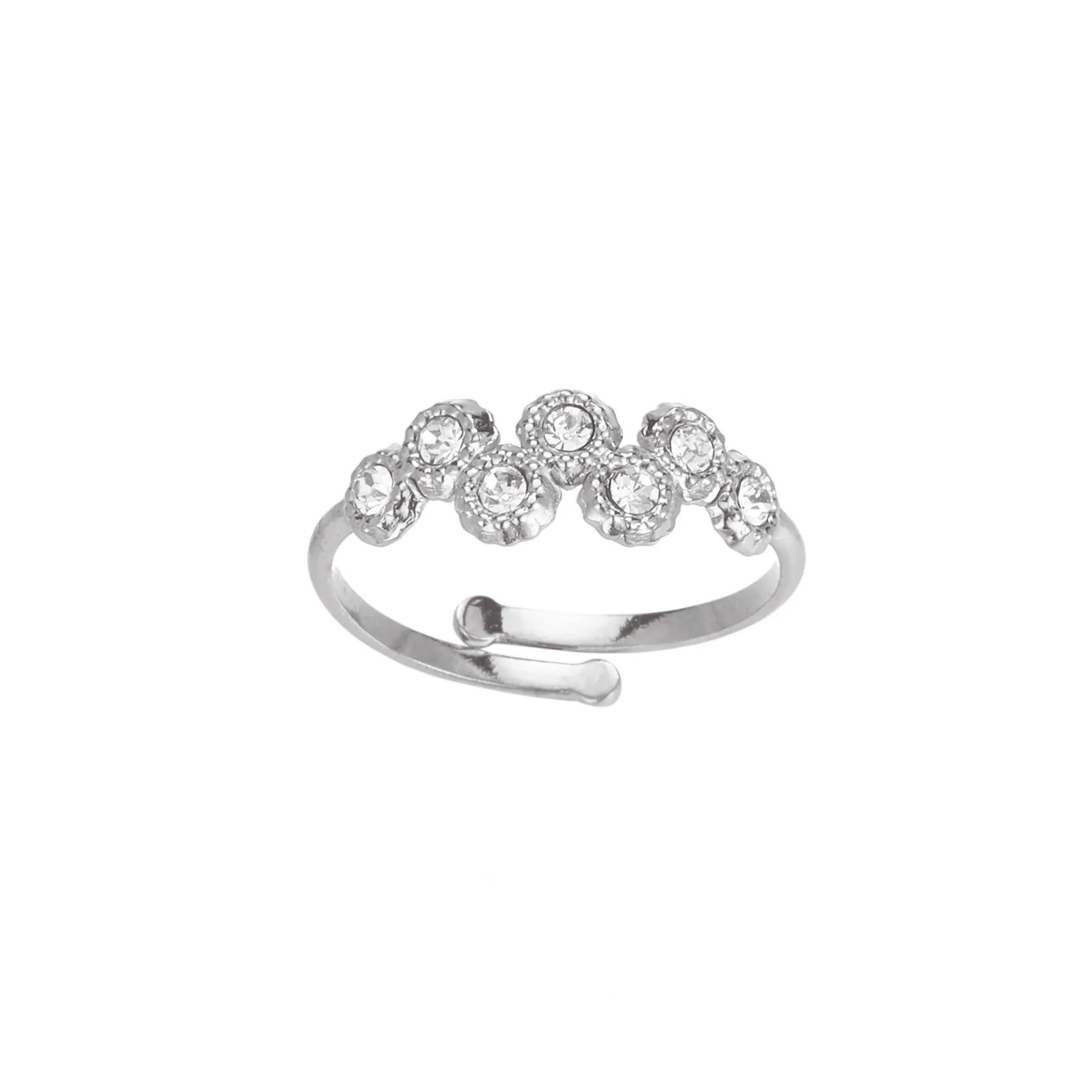 Bague 7 zircons blanc acier argenté