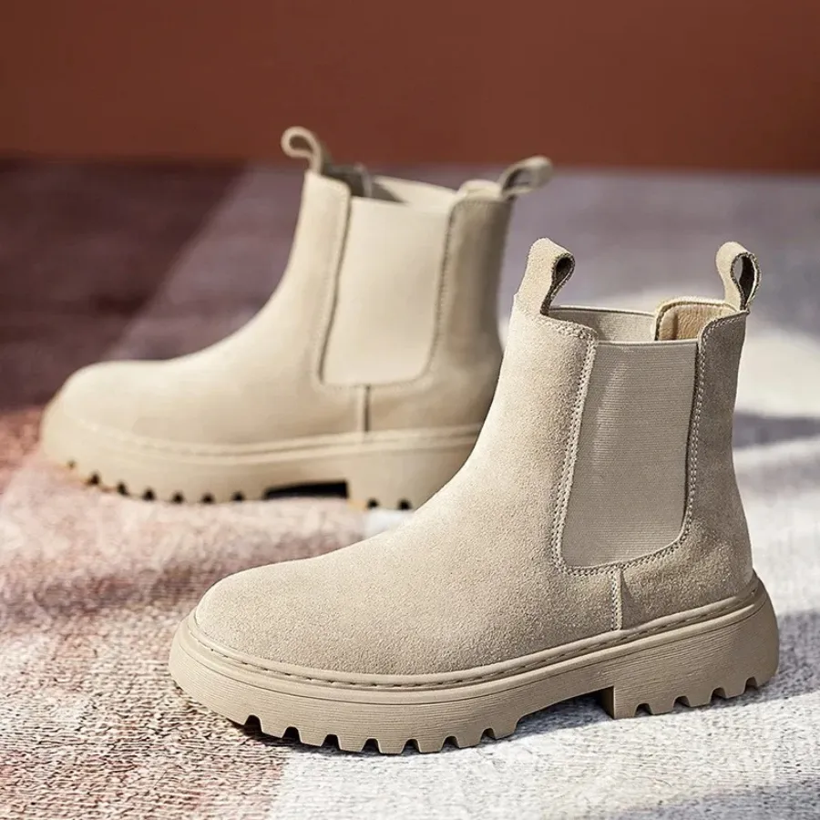 Bottes Chelsea en daim pour femmes avec boucles de serrage et semelle 