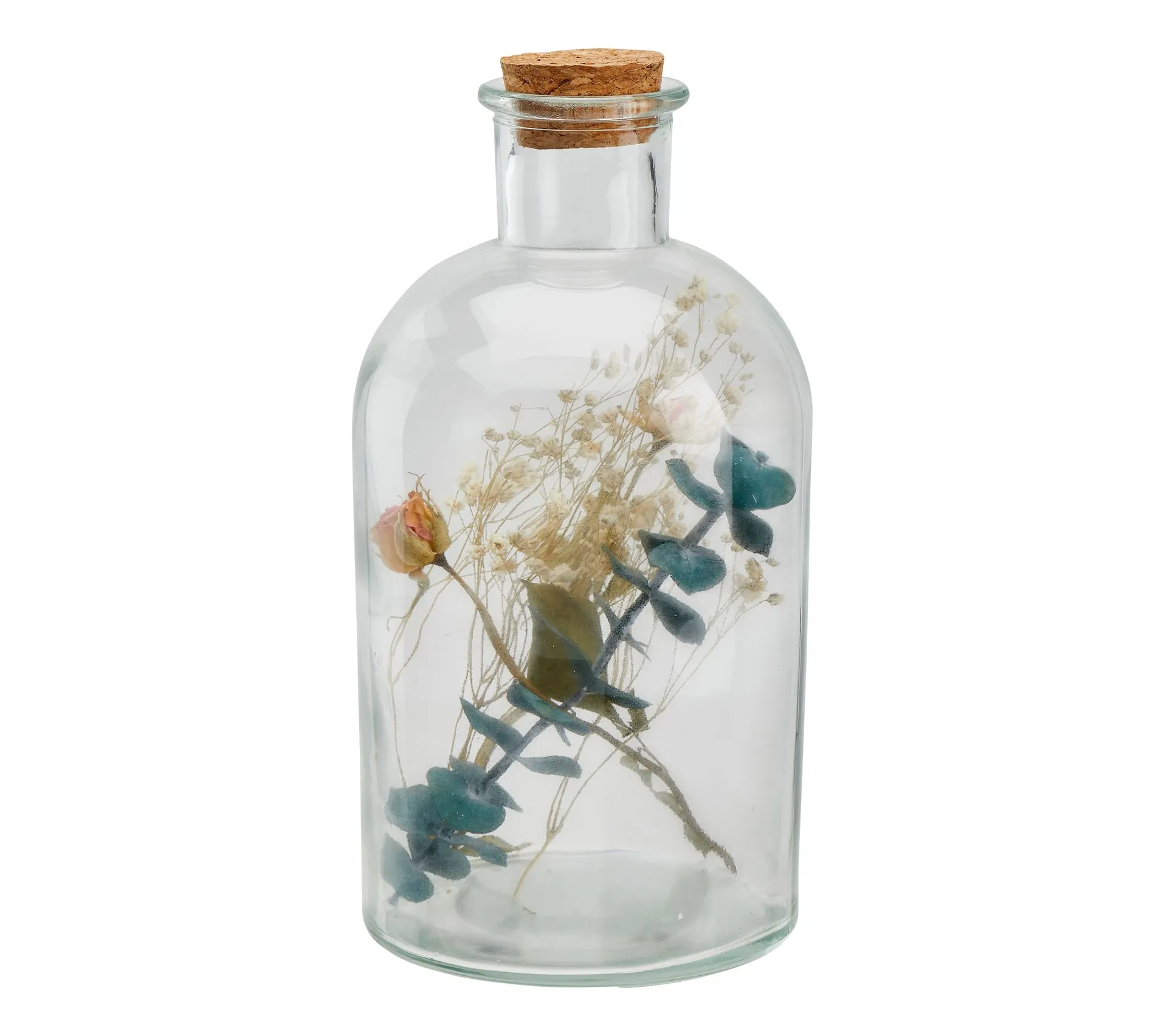 Bouteille verre fleur H. 21 cm  Assorti