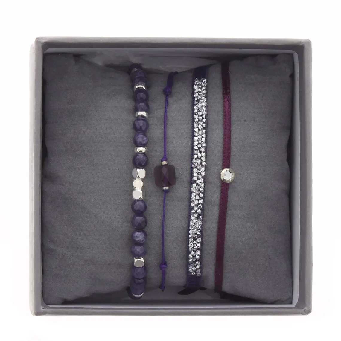 Bracelet Les Interchangeables A38641 - Bracelet Tissu Violet Cristaux Swarovski Les Interchangeables | 3 Suisses