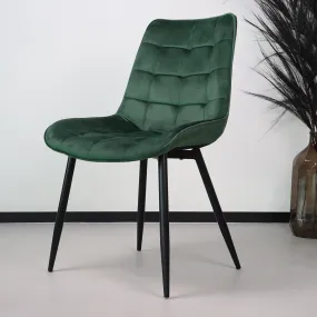 Chaise de salle à manger De Vince velours vert foncé