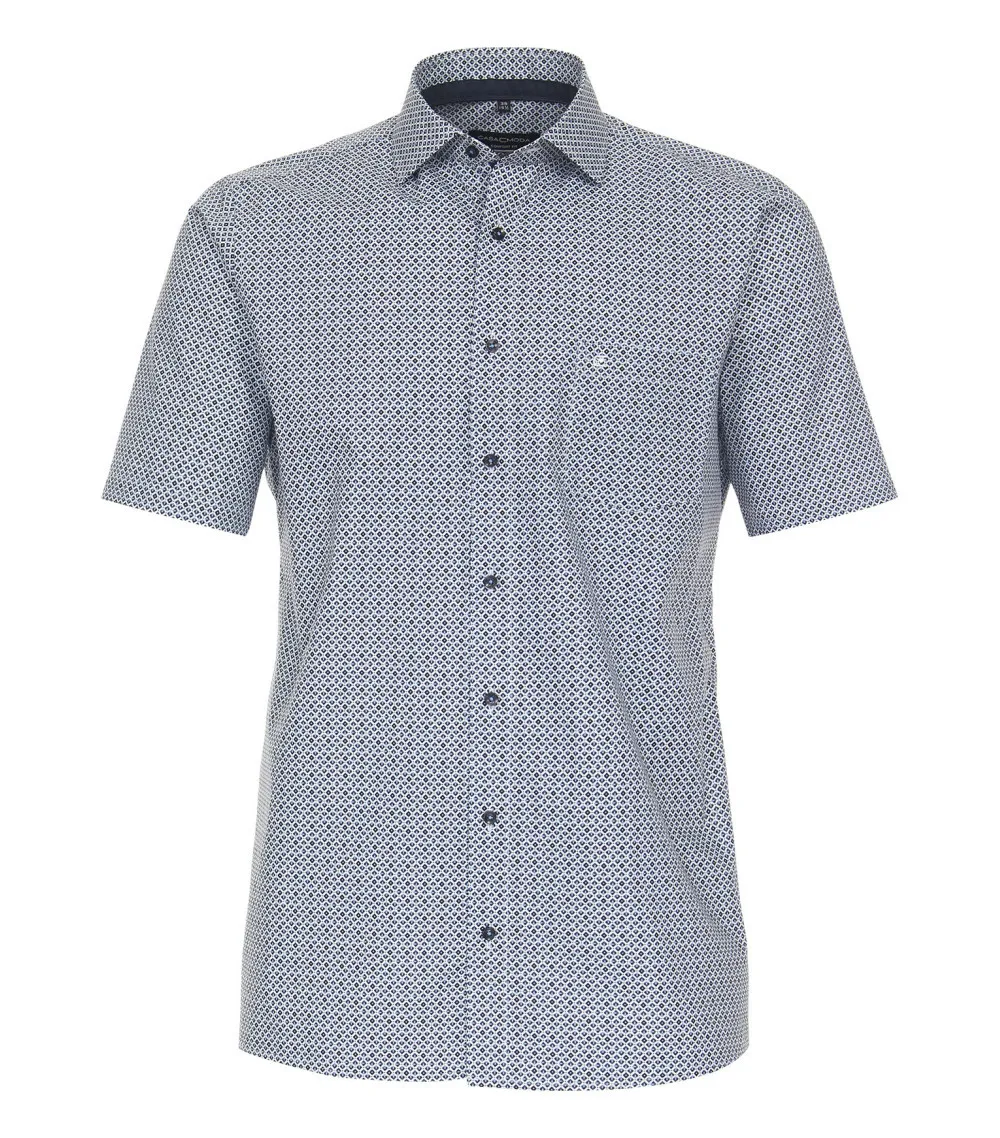 Chemise avec un col boutonné et des manches courtes Casa Moda Grande Taille en coton bleu marine 