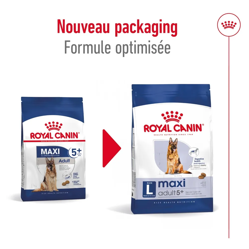 Croquettes chien grande taille de + 5 ans Maxi Adult 5+ 15kg