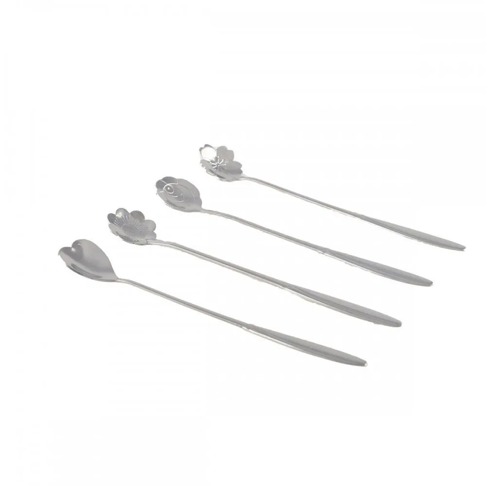 Cuilleres argent longue fleur lot de 4