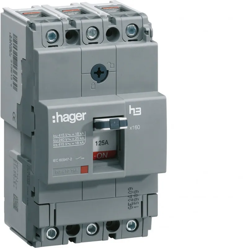 Disjoncteur boîtier moulé x160 3P 18kA 125A fixe (HDA125L)