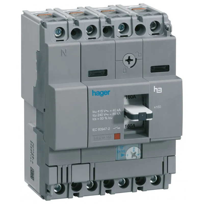 Disjoncteur boîtier moulé x160 4P 18kA 160A fixe (HDA161L)