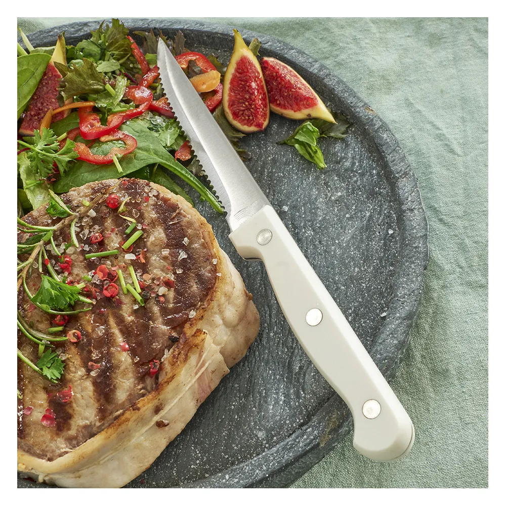 Lot de 6 couteaux à steak - blanc 