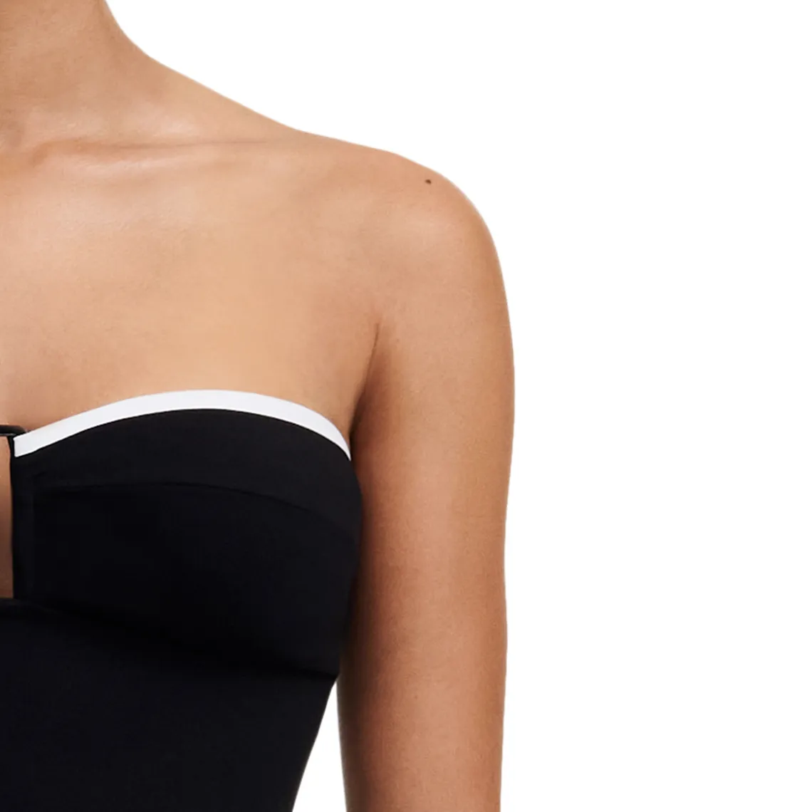 Maillot de bain une pièce sans armature et bretelle amovible - Noir/Blanc | 3 Suisses