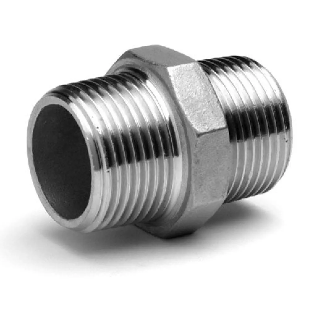 Mamelon hexagonal inox 316 double mâle de 40 x 49 m/m