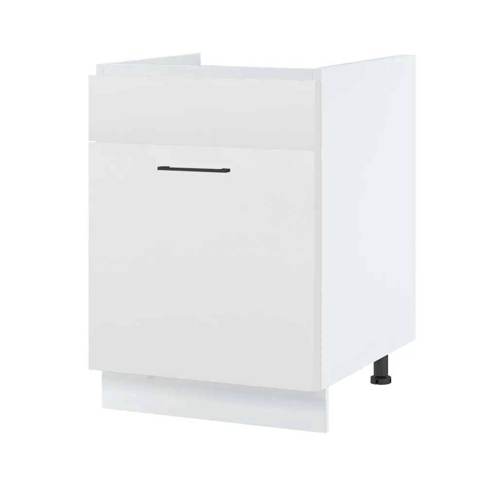 Meuble sous-évier Lovia blanc Mat 1 porte coulissante L 80 cm