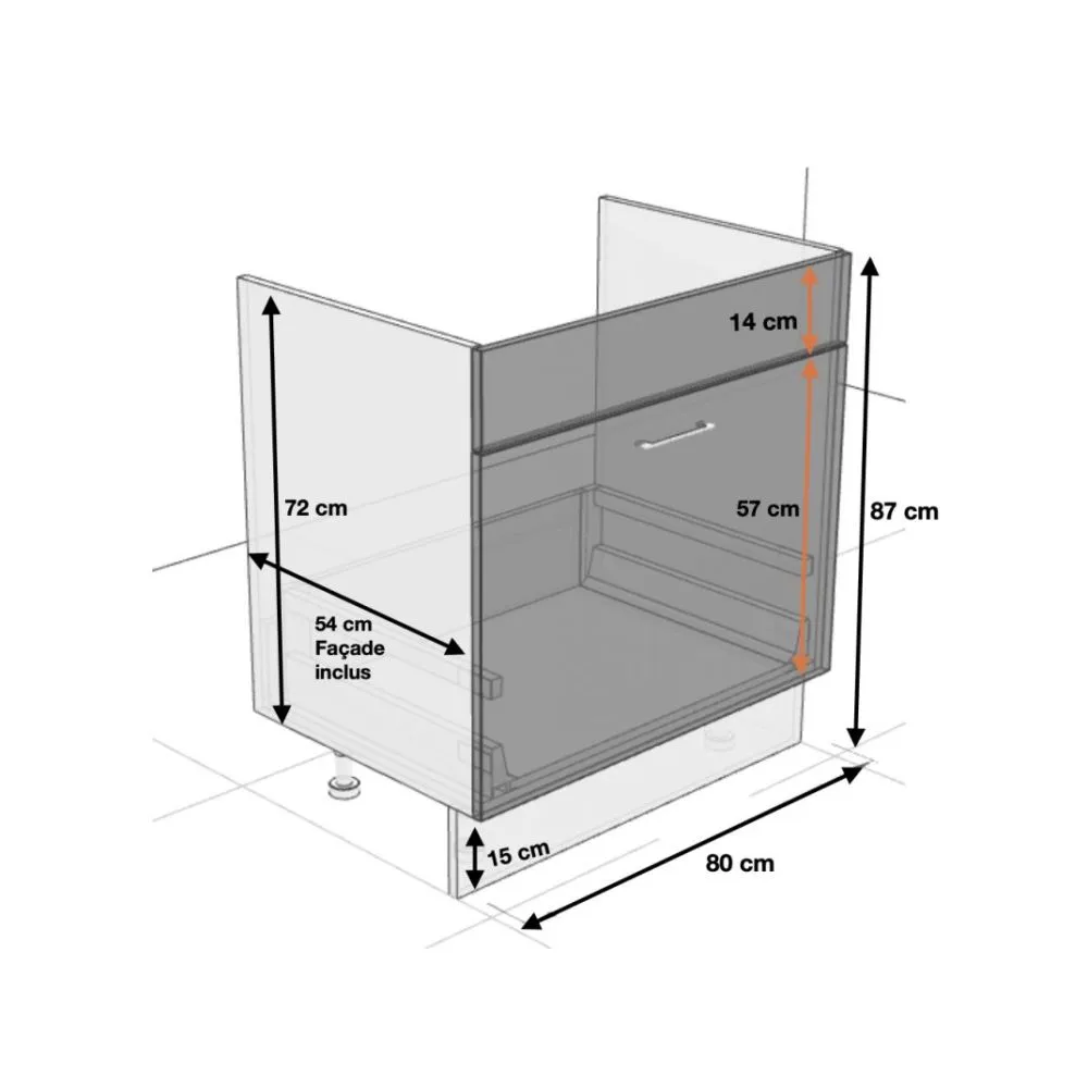 Meuble sous-évier Lovia blanc Mat 1 porte coulissante L 80 cm
