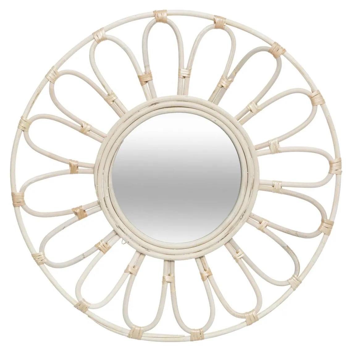 Miroir Fleur en Rotin D56 beige | 3 Suisses