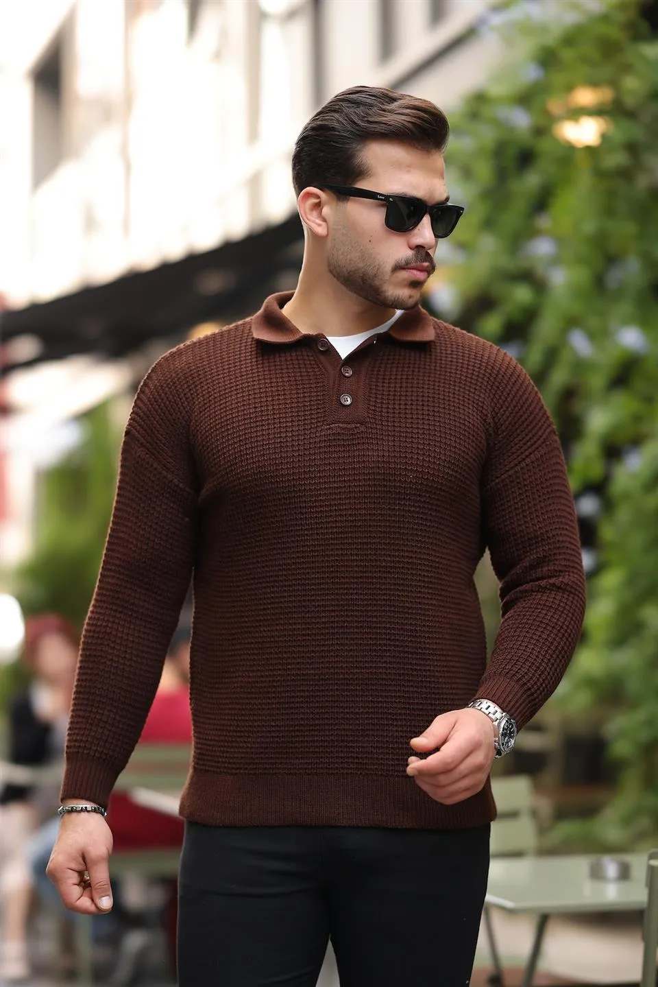 modern fit polo yaka izgili triko kazak