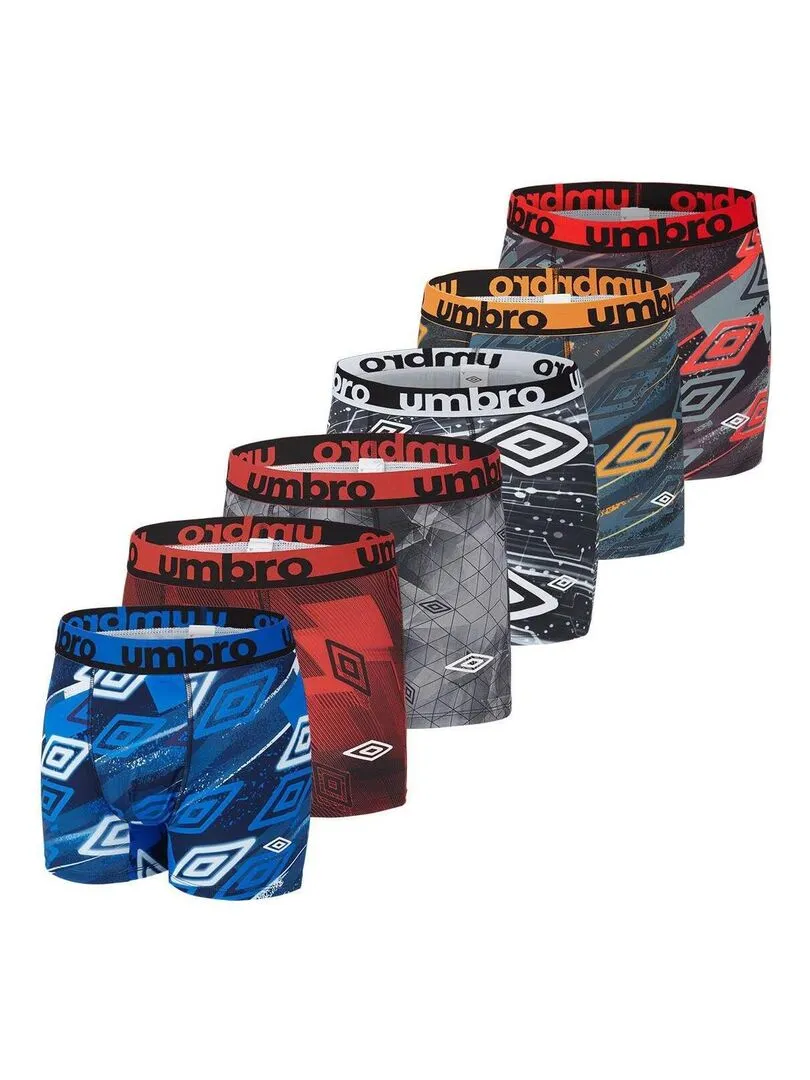 Pack Surprise de 6 Boxers microfibre homme Umbro - Rouge