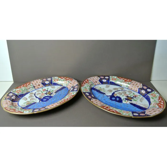 Paire de plats Anglais ROYAL CROWN DERBY décor Japonais - Le palais des bricoles