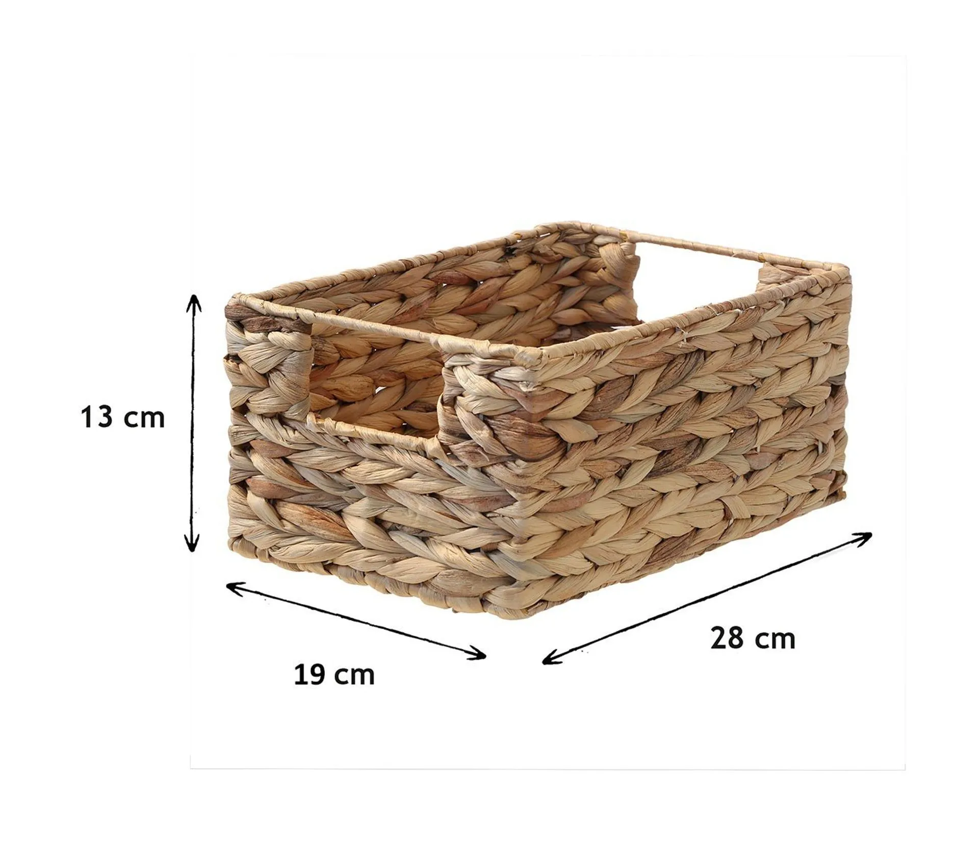 Panier En Jacinthe D'eau Armature Métal - Hauteur 13 Cm