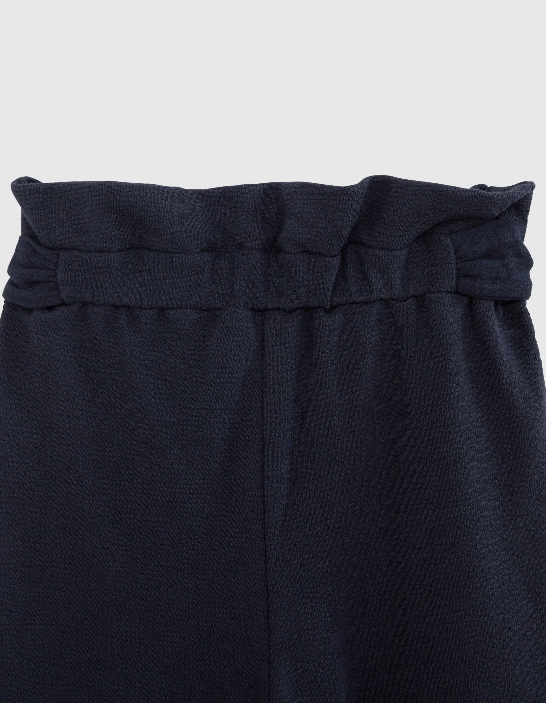Pantalon marine coton bio maille ceinture à nouer fille
