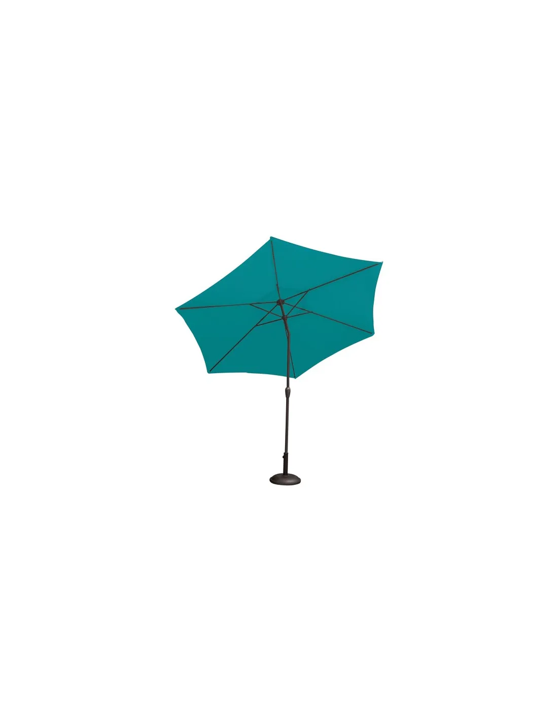 parasol droit mat alu 38mm manivelle diam.300cm bleu canard - ozalide
