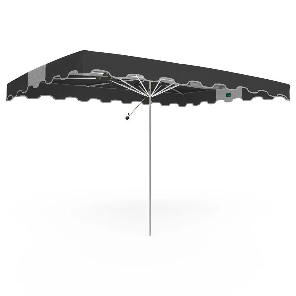 Parasol forain 350x250cm anthracite et gris-armature télescopique+ toile+ housse