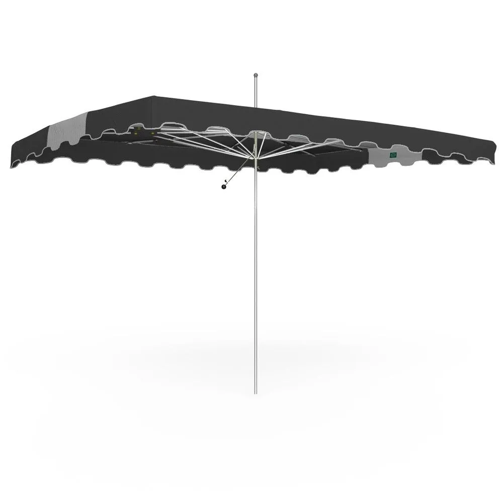 Parasol forain 400x300cm anthracite et gris-armature télescopique+ toile+ housse