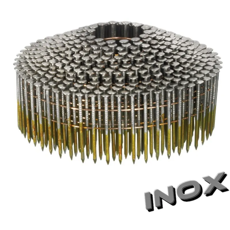 Pointes rouleau conique 16° 2,1x45 Annelées Inox A2 Tête Bombée 