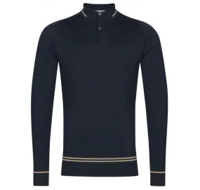 Polo de laine marine et beige