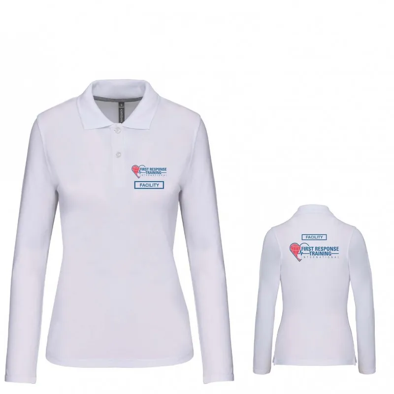 Polo manches longues femme FRTI (marquage cœur et dos + titre)
