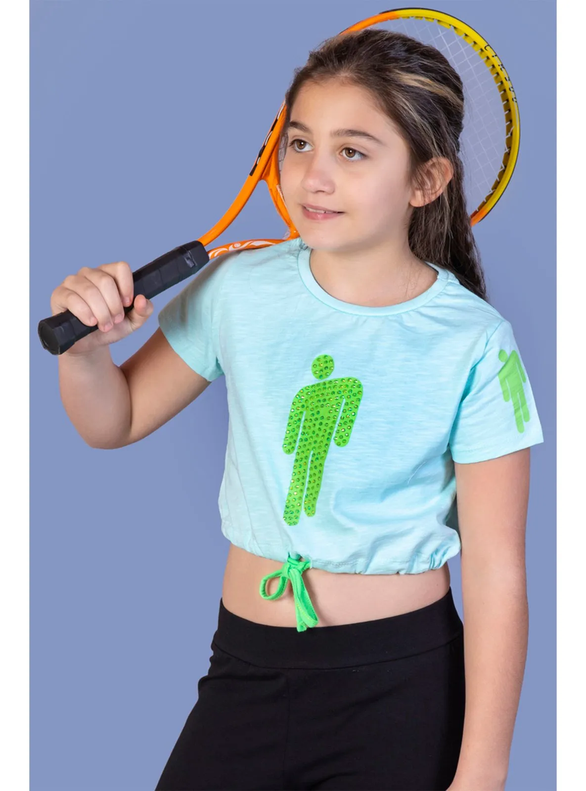 Printed - Crew neck - Unlined - Sea-green - Girls` T-Shirt