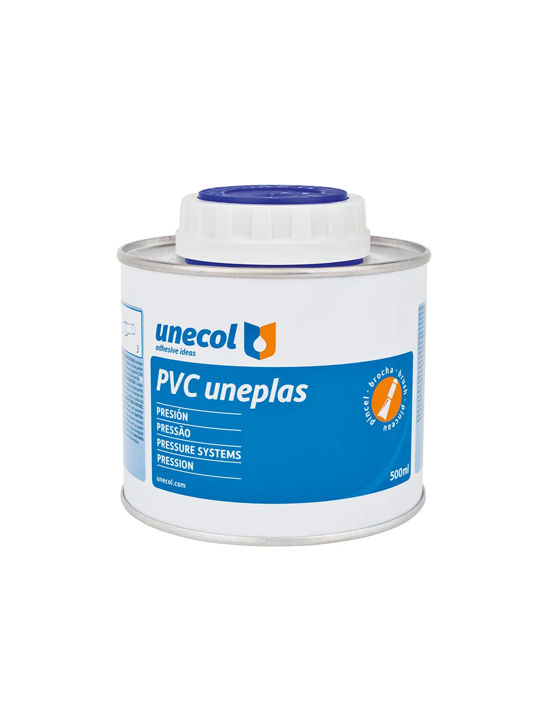 Pvc Uneplas, Flacon Metal 500ml Avec Pinceau A2041 Unecol - 47691
