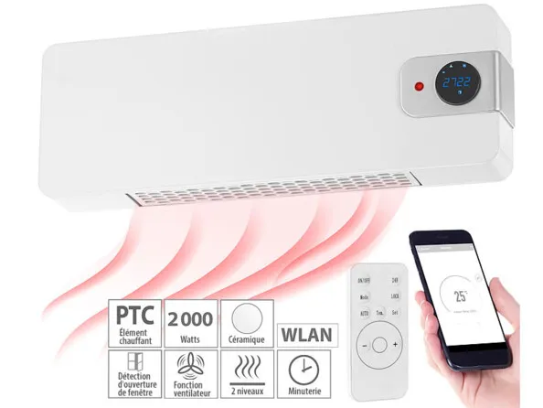 Radiateur céramique connecté 2000 W | Radiateurs fixes 