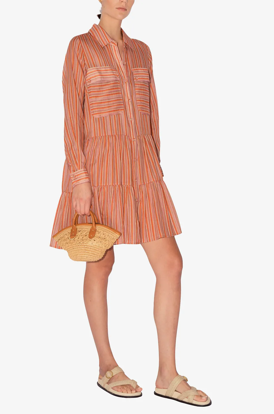 Robe chemise courte en coton et soie Talise