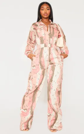 Shape Combinaison rose imprimé camouflage à taille élastique