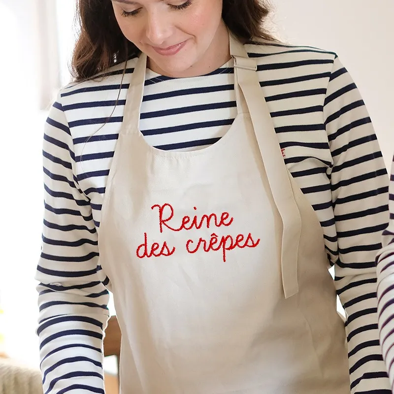 Tablier brodé Reine des crêpes