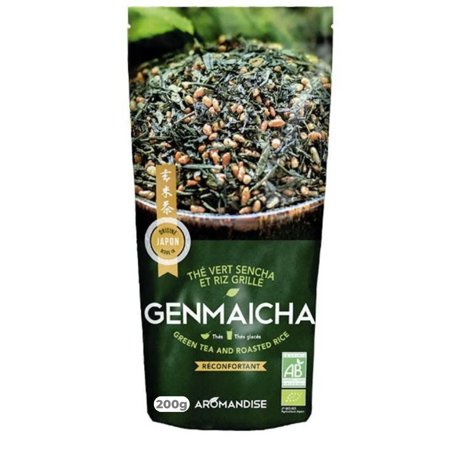 Thé vert Bio et riz complet Genmaicha 200 g Aromandise 