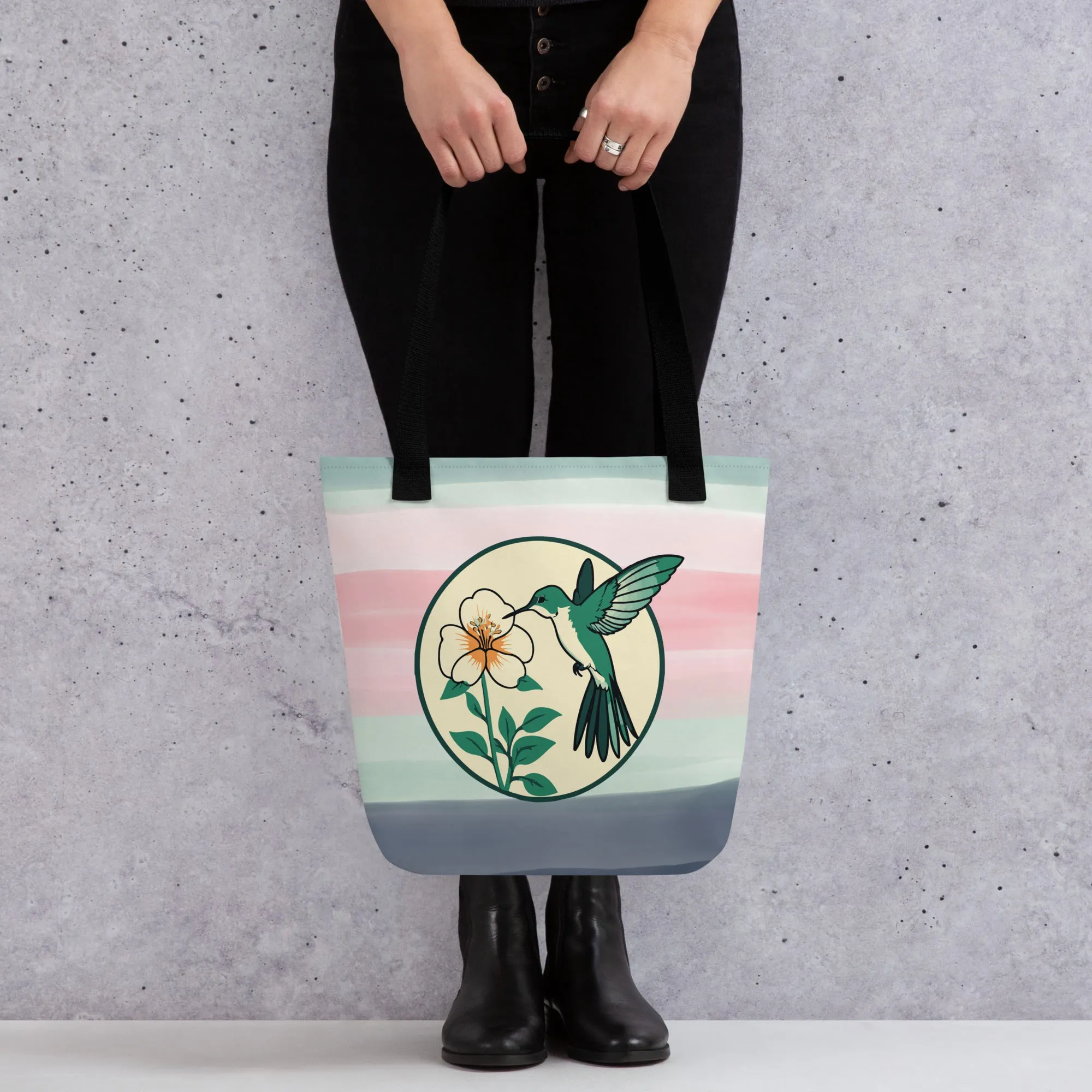 Tote bag Colibri et fleur